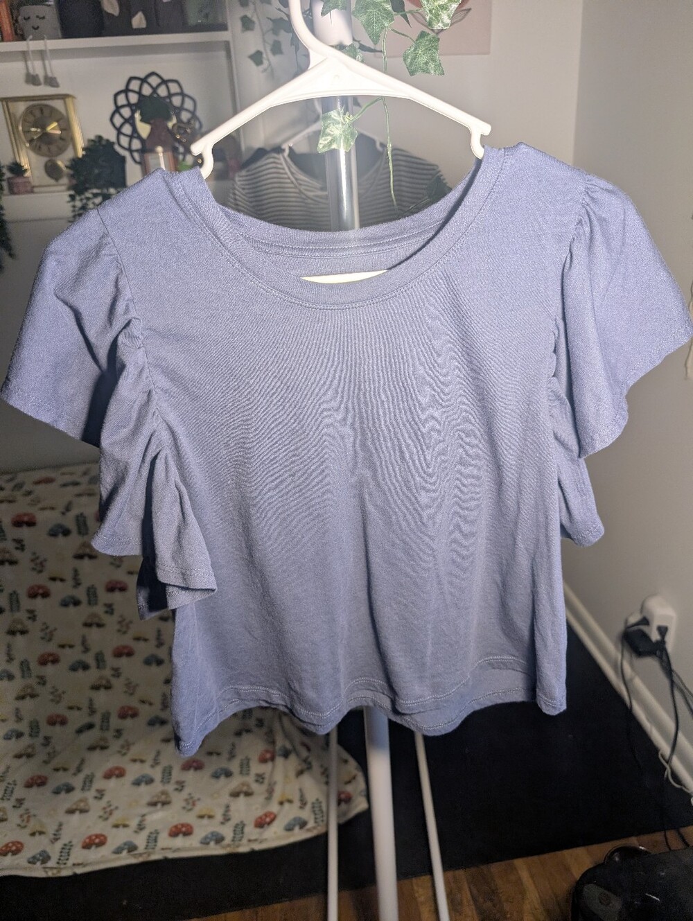 SO Blue Ruffle Sleeve Tee Size M